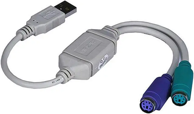 Alt view image 3 of 8 - Monoprice USB A Male to Dual PS/2 Keyboard/Mouse Converter Adapter Cable