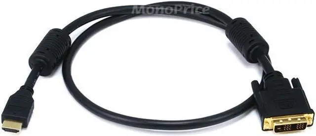 Alt view image 5 of 20 - Monoprice HDMI to DVI Adapter Cable - 3 Feet - Black | High Speed, 28AWG, 1080p Resolution, Ferrite Cores, Compatible with AVCHD / PlayStation 3 and More