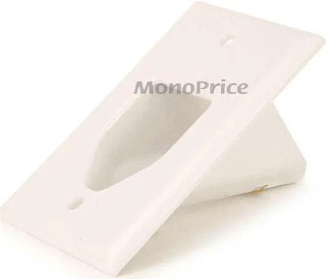 Alt view image 2 of 4 - Monoprice 1-Gang Recessed Low Voltage Cable Wall Plate - White