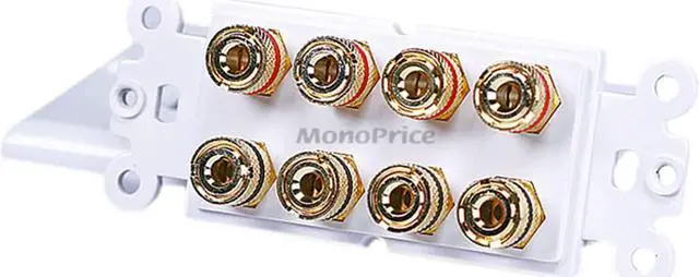 Alt view image 3 of 11 - Monoprice High Quality Banana Binding Post Two-Piece Inset Wall Plate For 4 Speakers - Coupler Type
