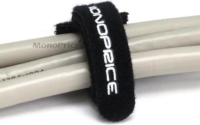 Alt view image 4 of 12 - Monoprice Hook and Loop Fastening Cable Ties, 9in, 100 pcs/pack, Black
