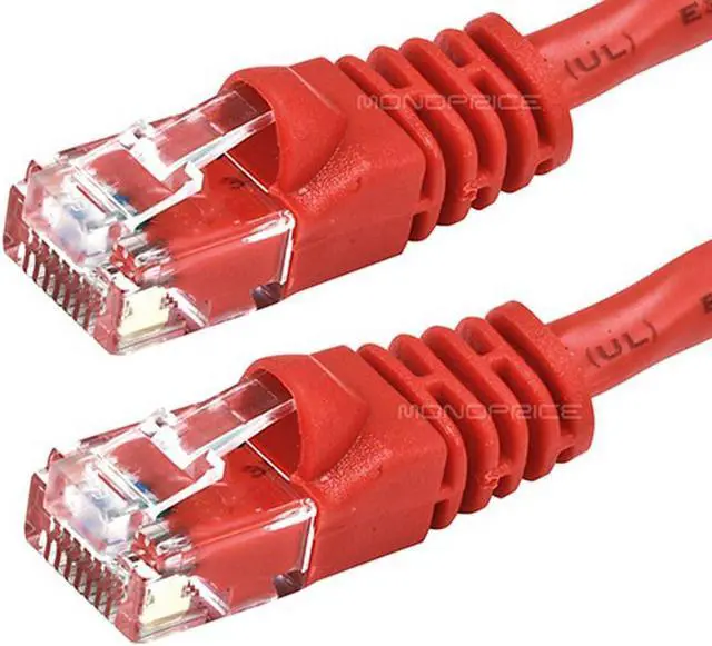 Alt view image 2 of 6 - Monoprice Cat6 Ethernet Patch Cable - 3 Feet - Red | Network Internet Cord - RJ45, Stranded, 550Mhz, UTP, Pure Bare Copper Wire, Crossover, 24AWG