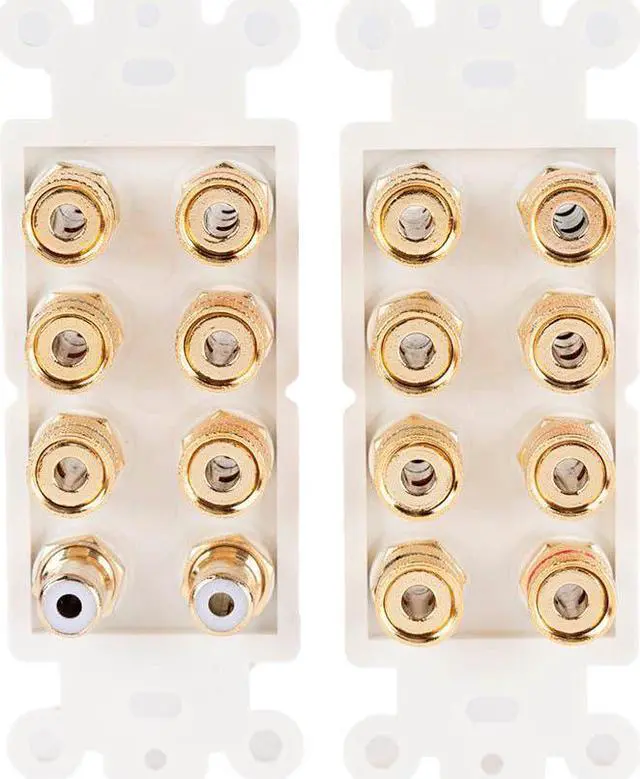 Alt view image 6 of 11 - Monoprice 2-Gang 7.2 Surround Sound Distribution Wall Plate | Gold Plated, No Wire Pull-Outs