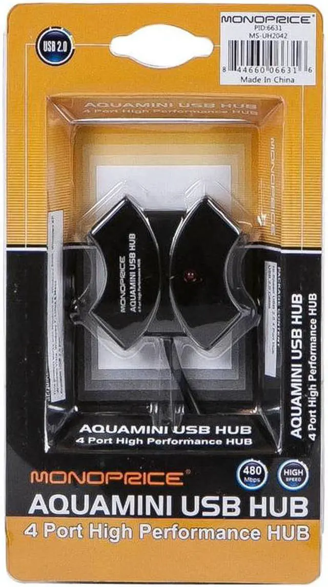 Alt view image 3 of 10 - Monoprice 4-Port USB 2.0 Hub Black (106631)