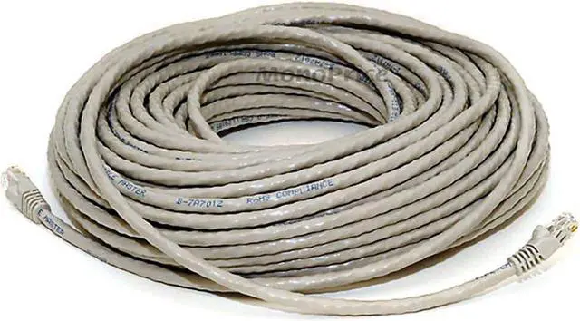 Main image of Monoprice Cat6 Ethernet Patch Cable - Network Internet Cord - RJ45, Stranded, 550Mhz, UTP, Pure Bare Copper Wire, Crossover, 24AWG, 100ft, Gray