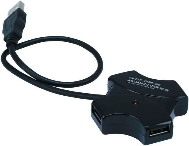 Alt view image 2 of 10 - Monoprice 4-Port USB 2.0 Hub Black (106631)