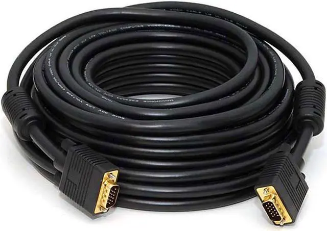 Main image of Monoprice Super VGA Cable - 50 Feet - Black | Male to Male With Ferrites For In-Wall Installation | Gold Plated, CL2 Rated