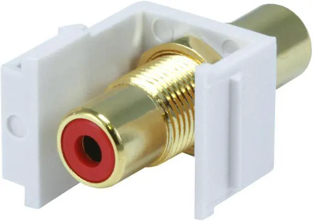 Alt view image 3 of 3 - Monoprice Modular RCA Coupler Keystone Jack - White With Red Center