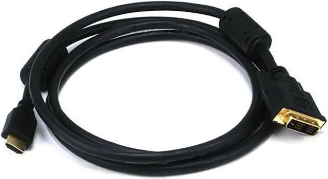 Alt view image 6 of 18 - Monoprice HDMI to DVI Adapter Cable - 6 Feet - Black | High Speed, Video Cable, 28AWG, Ferrite Cores, Compatible with AVCHD / PlayStation 3 and More