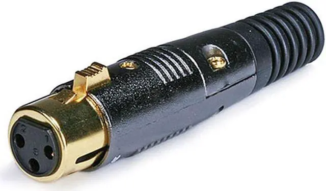 Main image of Monoprice 3 Pin XLR Female Mic Connector Gold Plated Pins - Black With Strain Relief Boot For Smooth, Corrosion Free Connections.
