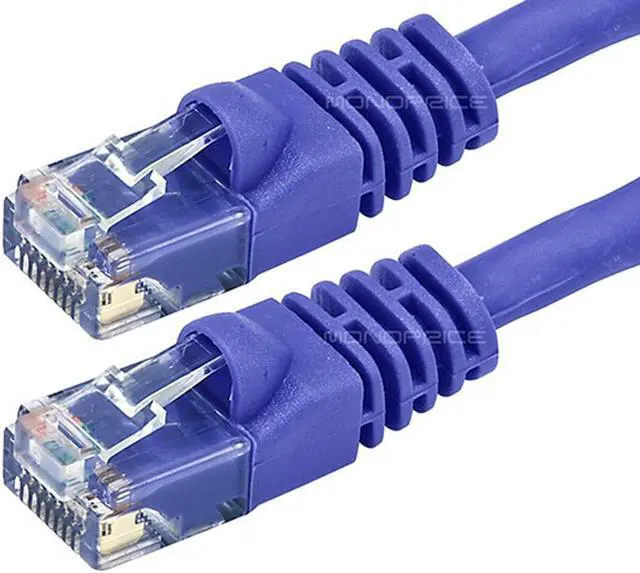 Alt view image 3 of 9 - Monoprice Cat6 Ethernet Patch Cable - Network Internet Cord - RJ45, Stranded, 550Mhz, UTP, Pure Bare Copper Wire, 24AWG, 7ft, Purple