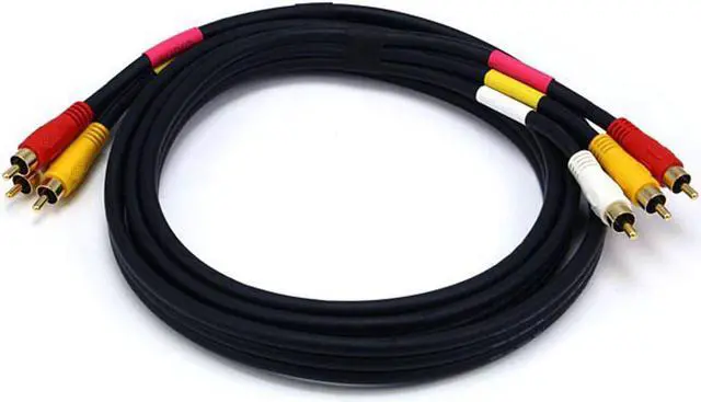 Main image of Monoprice 6ft Triple RCA Stereo Video Dubbing Composite Cable (3x RG59U)
