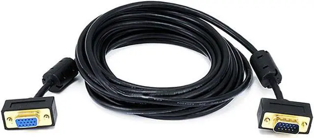 Main image of Monoprice Ultra Slim SVGA Super VGA Male to Female Monitor Cable - 15 Feet With Ferrites | 30/32AWG, Gold Plated Connector