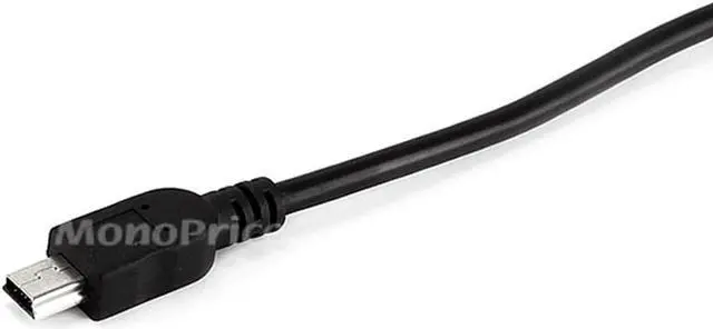 Alt view image 3 of 13 - Monoprice 10ft USB A to mini-B 5pin 28/28AWG Cable, Black