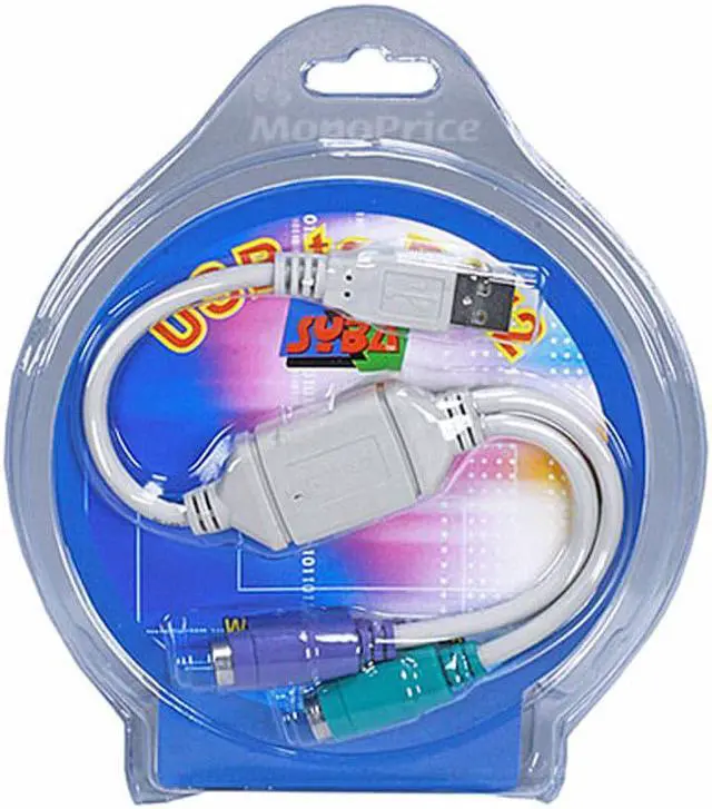 Alt view image 6 of 8 - Monoprice USB A Male to Dual PS/2 Keyboard/Mouse Converter Adapter Cable