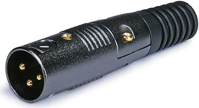 Main image of Monoprice 3 Pin XLR Male Mic Connector Gold Plated Pins - Black With Strain Relief Boot For Smooth, Corrosion Free Connections.
