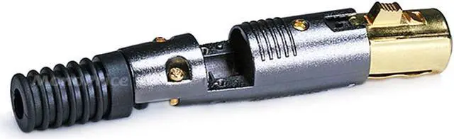 Alt view image 2 of 7 - Monoprice 3 Pin XLR Female Mic Connector Gold Plated Pins - Black With Strain Relief Boot For Smooth, Corrosion Free Connections.