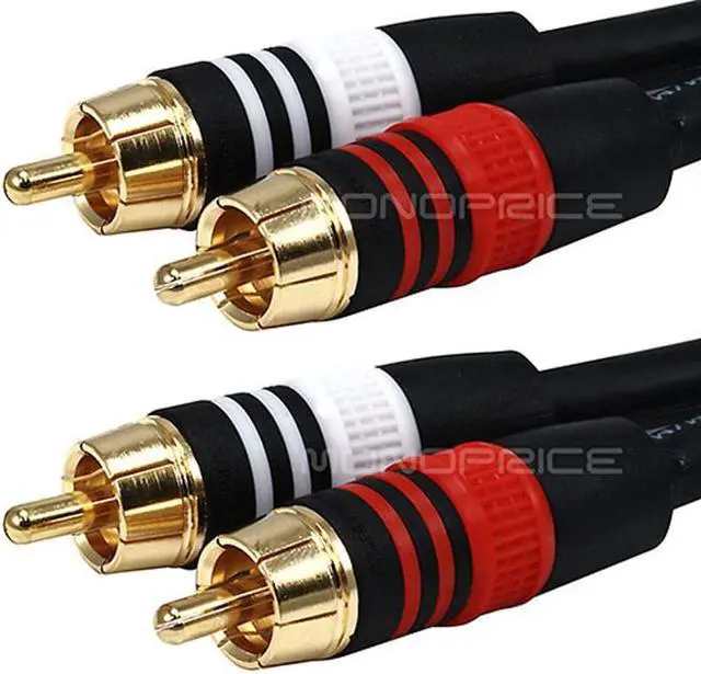 Alt view image 2 of 10 - Monoprice Premium Two-Channel Audio Cable - 3 Feet - Black | 2 RCA Plug to 2 RCA Plug 22AWG, Male to Male