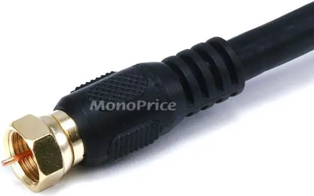 Alt view image 2 of 7 - Monoprice 100ft RG6 (18AWG) 75Ohm, Quad Shield, CL2 Coaxial Cable with F Type Connector - Black
