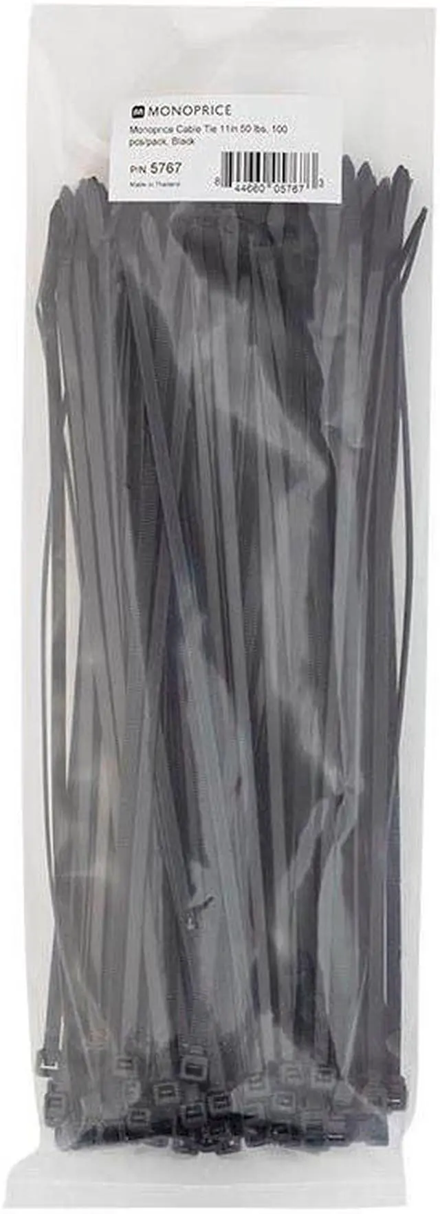 Main image of 11-inch Cable Tie, 100pcs/Pack, 50 lbs Max Weight - Black