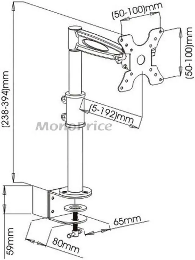Alt view image 4 of 9 - Monoprice 2-Way Adjustable Tilting Desk Mount Bracket - Black For 13-30 Inch Monitors