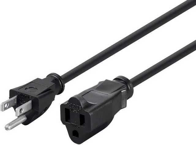 Main image of Monoprice 3-Prong Extension Cord - 10 Feet - Black | NEMA 5-15P to NEMA 5-15R, 16AWG, 13A