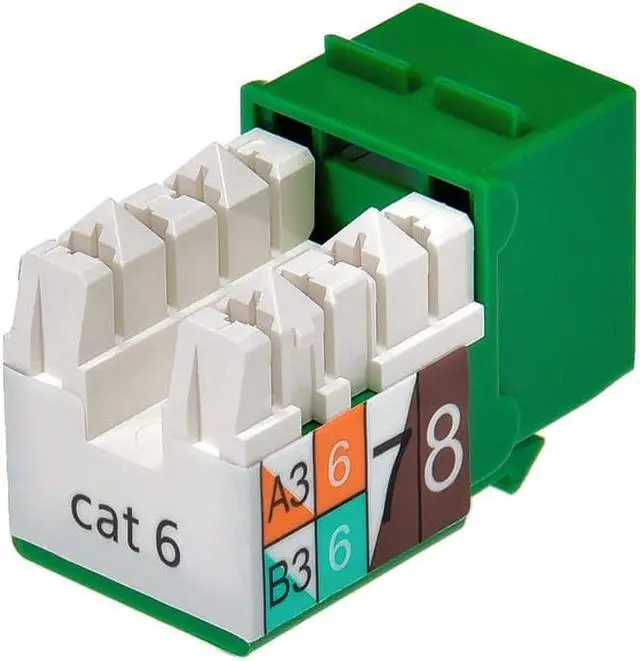 Alt view image 2 of 7 - Monoprice Cat6 Punch Down Keystone Jack for 22-24AWG Solid Wire, Green