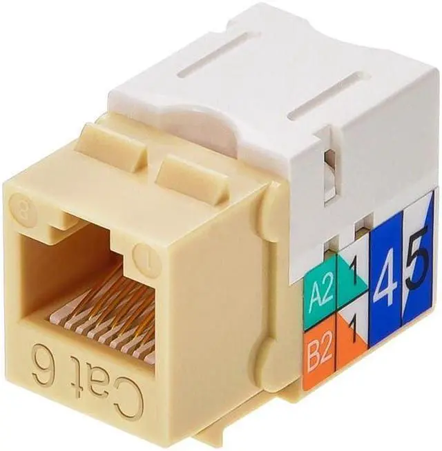 Alt view image 3 of 7 - Monoprice Cat6 Punch Down Keystone Jack for 22-24AWG Solid Wire, Beige