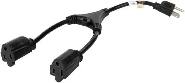 Main image of Monoprice 14inch 16AWG Power Cord Splitter Cable, 10A (NEMA 5-15P to 2x NEMA 5-15R)