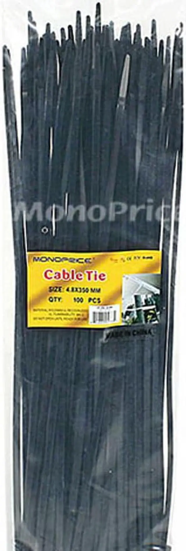 Alt view image 3 of 10 - 14-inch Cable Tie, 100pcs/Pack, 50 lbs Max Weight - Black