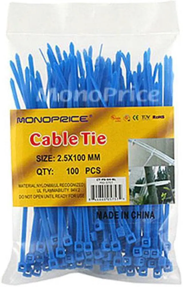 Alt view image 4 of 4 - Monoprice Cable Tie 4 inch 18LBS, Blue (2 Packs of 100)