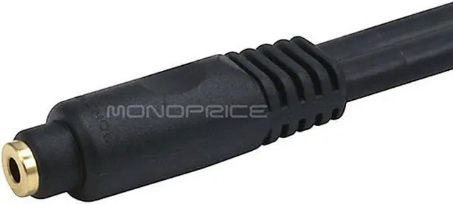Alt view image 3 of 9 - Monoprice 15ft Premium 3.5mm Stereo Male to 3.5mm Stereo Female 22AWG Extension Cable (Gold Plated) - Black
