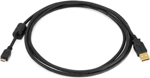 Alt view image 4 of 9 - Monoprice USB 2.0 Cable - 6 Feet - Black | USB Type-A Male to Micro Type-B 5-pin Male 28/24AWG Cable with Ferrite Core, Gold Plated