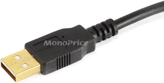 Alt view image 2 of 8 - Monoprice USB 2.0 Cable - 6 Feet - Black | USB Type-A Male to USB Type-A Male, 28/24AWG, Gold Plated for Data Transfer Hard Drive Enclosures, Printers, Modems, Cameras and More!