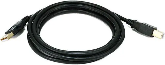 Alt view image 5 of 14 - Monoprice USB 2.0 Cable - 6 Feet - Black | USB Type-A Male to USB Type-B Male, 28/24AWG with Ferrite Core, Gold Plated