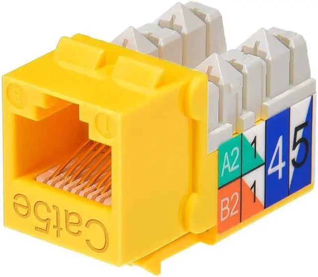 Main image of Monoprice Cat5e Punch Down Keystone Jack for 22-24AWG Solid Wire, Yellow