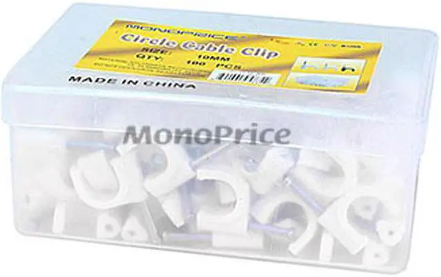 Alt view image 5 of 8 - Monoprice Circle Cable Clips with Steel Nail, 10mm, 100 pcs/pack