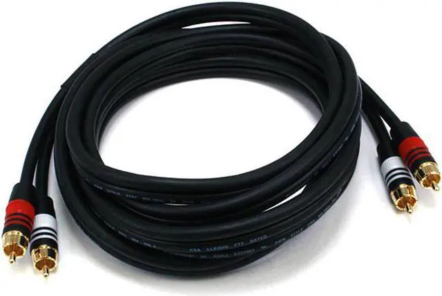 Main image of Monoprice 10ft Premium 2 RCA Plug/2 RCA Plug M/M 22AWG Cable - Black
