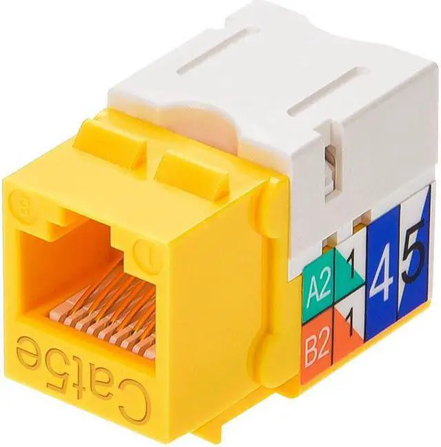 Alt view image 3 of 7 - Monoprice Cat5e Punch Down Keystone Jack for 22-24AWG Solid Wire, Yellow