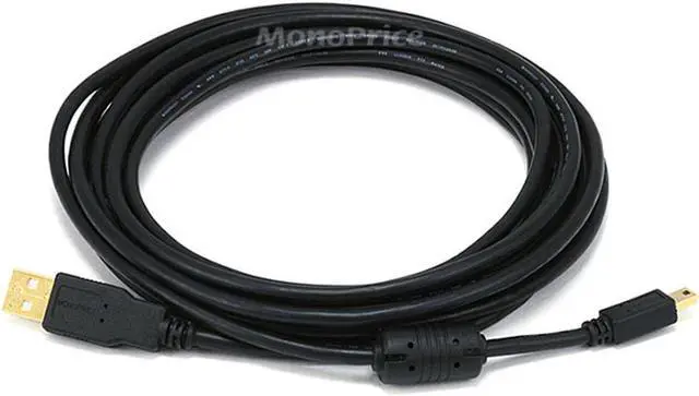 Main image of Monoprice USB 2.0 Cable - 10 Feet - Black | USB Type-A Male to USB Mini Type-B 5-Pin, 28/24AWG, Gold Plated For Digital Camera, Cell Phones, PDAs, MP3 Players, Dash Cam