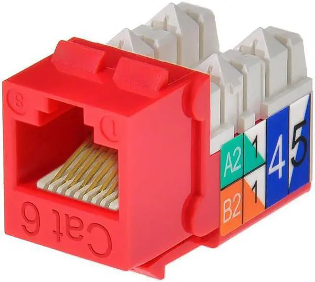 Main image of Monoprice Cat6 Punch Down Keystone Jack for 22-24AWG Solid Wire, Red