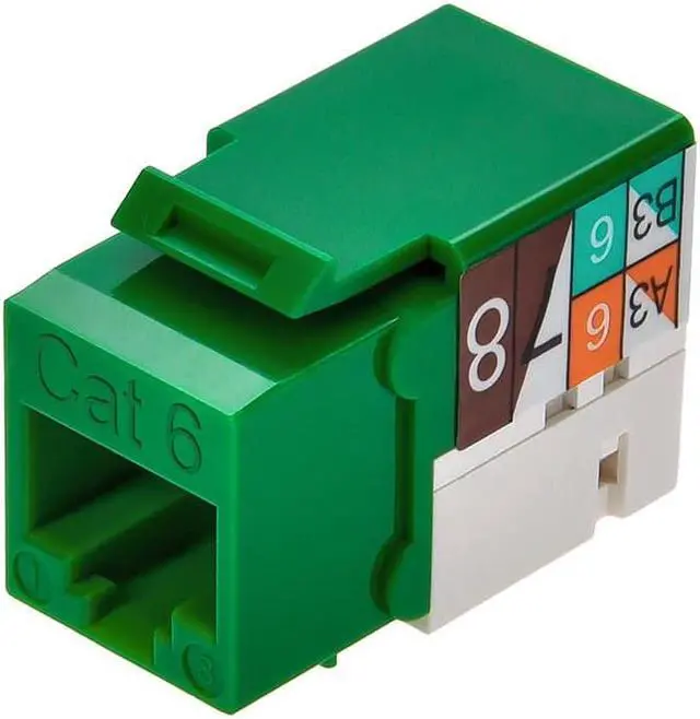 Alt view image 4 of 7 - Monoprice Cat6 Punch Down Keystone Jack for 22-24AWG Solid Wire, Green