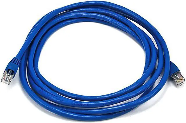 Main image of Monoprice Cat6A Ethernet Patch Cable - 10 Feet - Blue | Snagless RJ45, Stranded, 550Mhz, STP, Pure Bare Copper Wire, 10G,26AWG