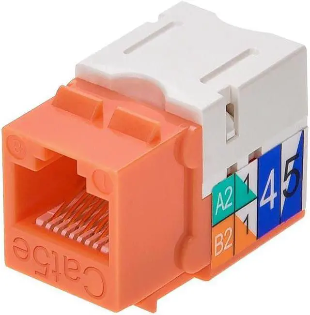 Alt view image 2 of 11 - Monoprice Cat5e Punch Down Keystone Jack for 22-24AWG Solid Wire, Orange