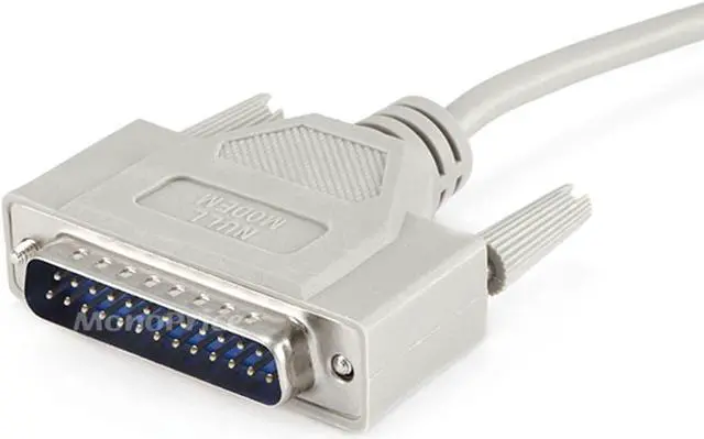 Alt view image 3 of 7 - Monoprice Molded Modem Cable - 6 Feet, DB9 Female to DB25 Male