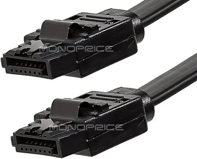 Alt view image 3 of 9 - Monoprice 8779 SATA 6Gbps 24-Inch Cable with Locking Latch - Black
