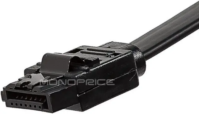 Alt view image 4 of 9 - Monoprice 8779 SATA 6Gbps 24-Inch Cable with Locking Latch - Black