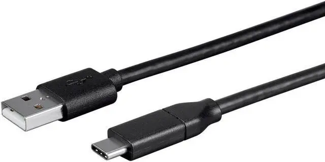 Alt view image 3 of 6 - Monoprice USB C to USB A 2.0 Cable - 2 Meters (6.6 Feet) - Black | Fast Charging, High Speed, 480Mbps, 3A, 26AWG, Type C, Compatible with Samsung Galaxy and More - Essentials Series