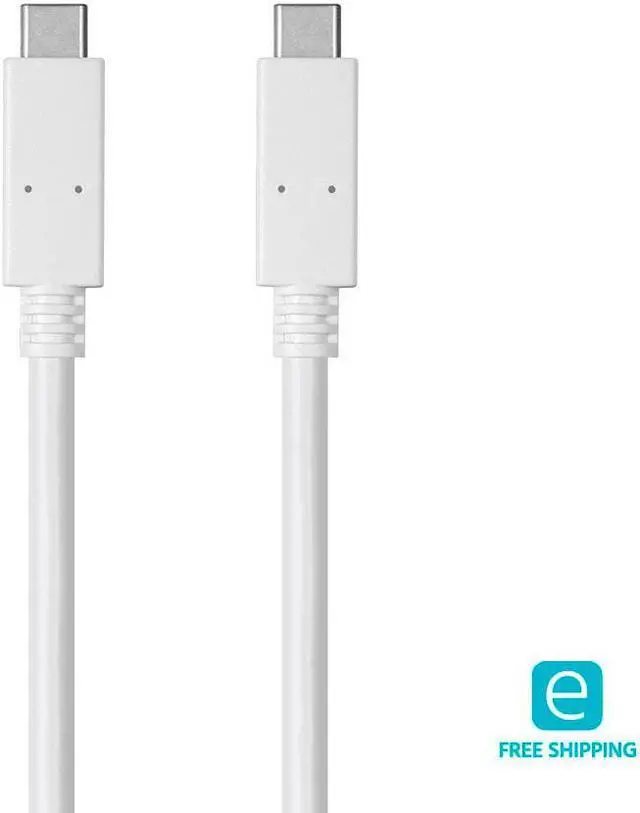 Main image of Monoprice USB C to USB C 3.1 Gen 1 Cable - 2 Meters (6.6 Feet) - White | 5Gbps, 3A, 30AWG, Type C, Compatible with Xbox One / PS5 / Switch / iPad / Android and More - Essentials Series