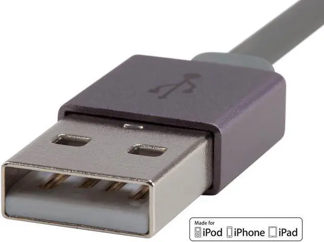 Alt view image 4 of 6 - Monoprice Cabernet Series Apple MFi Certified Flat Lightning to USB Charge & Sync Cable, 3ft Gray for iPhone X, 8, 8 Plus, 7, 7 Plus, 6, 6 Plus, 5S